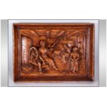Black Forest Raised Hand Carved Decoration Wall Plaque - Cottage Interior - Approx 16x11 inches.