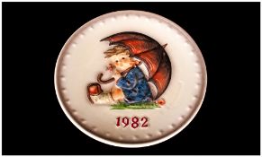 M. J. Hummel 12th Annual Plate, Date 1982 ' Umbrella Girl ' Number 275. Hand Painted and Hand