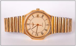 Longines Gents 1980's Gilt on Steel Date Just Wrist Watch. Serial Num.18809896 with Original Box.