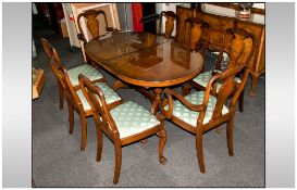 Walnut 9 Piece Queen Anne Style Dining Room Suite, sideboard with a shaped front, 2 drawers to the