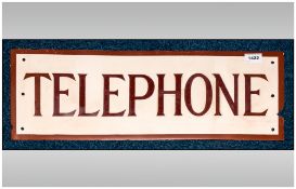 Painted Lead Sign Telephone, Length 24 Inches