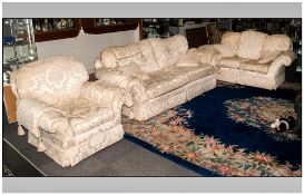 Contemporary Three Piece Lounge Suite, of fine quality. Comprising Three seater sofa, two seater