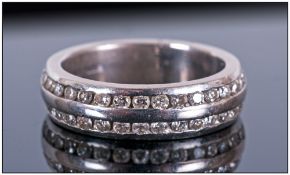 18ct Gold Diamond Set Half Eternity Ring, fully hallmarked, set with 40 small diamonds; 6.7grms