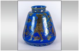 Pilkingtons Lustre Vase with images of Diana, a hunting dog and a stag amongst stylised leaves and