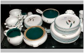 Denby Dinner Set in the Greenwheat pattern, Signed by A.Colledge. Comprising Soup Bowls, Tureen,