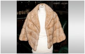 Blonde Mink Fur Stole/Short Jacket, fully lined & horizontal pelts.