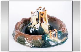 Studio Pottery Mid 20thC, Majolica Castle And Moat, Impressed Mark To Base ''Newland Pottery Made In