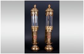 Pair of GWR Brass Railway Carriage Lamps.