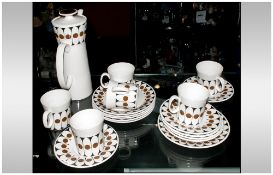 Black Velvet Hostess Tableware Retro Coffee Service comprising coffee pot, 6 cups, saucers and