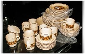Poole Pottery 'Thistlewood' Part Dinner Service comprising 8 cups & saucers, 7 side plates, 7 bowls,
