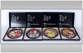 Rosenthal Studio Line Set of 4 Hand Finished Circular Porcelain Wall Plaques ' Aladdin ' Series. All
