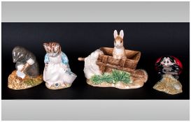 Royal Albert Beatrix Potter Figures, 1. 'Diggory Diggory Delvet', 2. 'Mother Ladybird', 3. '