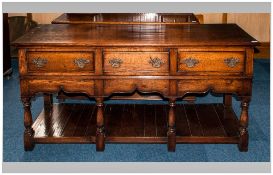 Oak Reproduction Dresser Base In The Queen Anne Style of Fine Quality, The Top of Good Colour, and