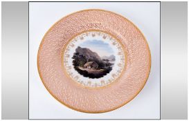 Worcester Flight Barr & Barr Cabinet Plate ' Ullswater - Cumberland', a hand painted roundel to