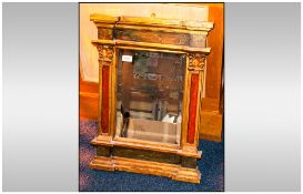 Bevelled Mirror In A Painted Distressed Architectural Frame, Overall Height 25 x 18 Inches