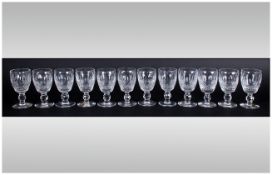 Waterford - Fine Quality Cut Crystal Set of 12 Colleen Pattern Sherry Glasses. Each Glass with