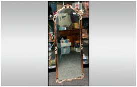 1940/50's Decorative Hall Mirror with a domed shaped top, highlighted with gilded Gesso scrolling,