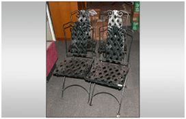 4 Metal Folding Garden Chairs, gun slate colour.