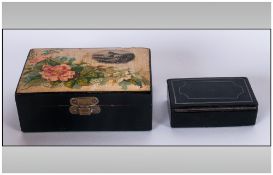 Mauchline Ware Hinged Box, ''Shakespeares Cliff & Tunnel, Dover'' With Floral Decoration To Lid.