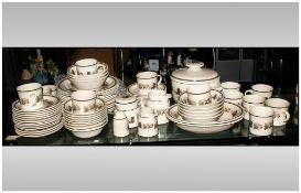 Royal Doulton Harvest Garland L.S 1018, 12 cups & saucers, 8 desert bowls, tureen, dinner plates,
