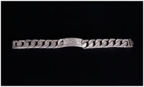 Gents Silver ID Bracelet bark finish. Hallmark London Length 8.5 inches. 102 grammes 3 onz. As new