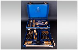 Solingen Bestecke 64 Piece 24ct Gold Plated Canteen of Cutlery. Leatherette Case.