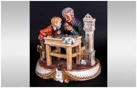Capodimonte Early Figure and Signed ' The Watch Maker ' Signed Gianni. Height 8 Inches. Excellent