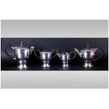 Arts and Crafts Style Top Quality Planished Silver 4 Piece Tea & Coffee Service. Hallmark Birmingham