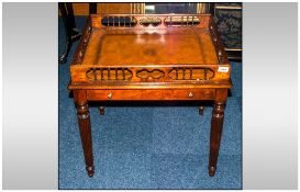 Mahogany Reproduction Tray Top Side Table In The Regency Style, Having a Deep Fret Work Edge With