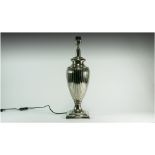 Williams Of Sheffield Impressive Silver Plated Tall Ovoid Fluted Table Lamp Stands 20.25'' in