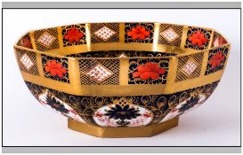 Royal Crown Derby Imari Pattern Large Octagonal Shaped Footed Bowl. Pattern Num.1128. Height 5