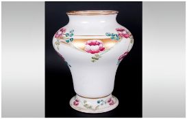 William Moorcroft Signed Macintyre Flared Vase. 18th Century Pattern of Roses - Forget-Me-Nots In
