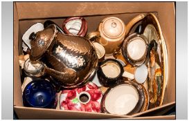 Box Of Misc Pottery Comprising Toby/Character Jugs, Japanese Teaset, Vase etc