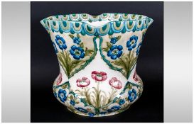 James Macintrye - Impressive Florian Ware William Moorcroft Signed Jardiniere ' Poppies and Forget-