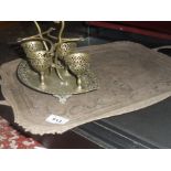 4 Metal Egg Cups on Own Serving Tray.