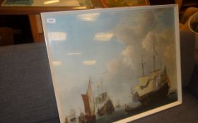 White Framed Picture Of Dutch Ships