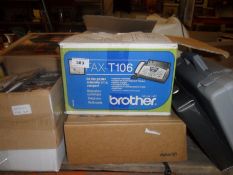 Video Camera, Battery, Charger, Brother Fax Machine.