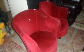 Pair Of Red Velvet Type Bedroom Chairs