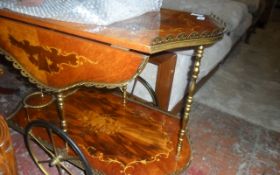 Italian Inlaid Wooden Drinks Trolley