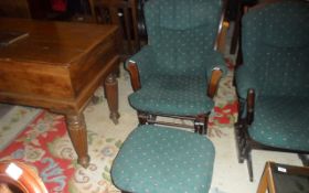 Dark Wooden Rocking Chair With Footrest