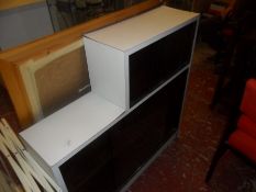 White Wooden Glass Door Shelf Unit