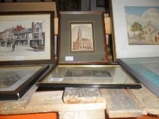 Three Framed Pictures Of Churches