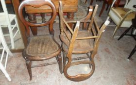 Three Wicker Seated Chairs