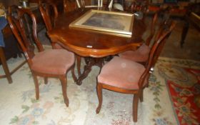 Wooden Table With Six Matching Chairs