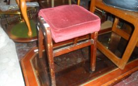 Red Cushioned Wooden Stool