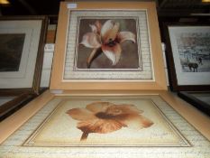 Pair of Wooden Framed Flower Prints.