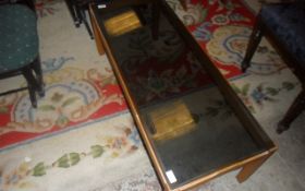 Glass Topped Wooden Framed Oblong Coffee Table