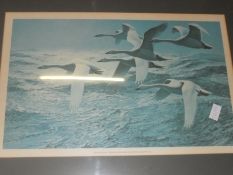 Framed Picture Of Swans In Flight