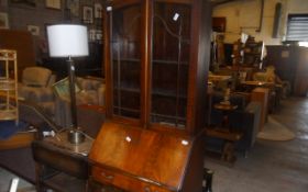 Dark Wooden Bureau With Shelf Unit