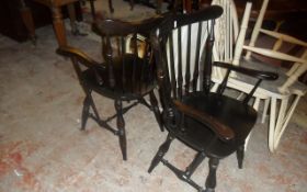 Pair Of Dark Wooden Carver Chairs